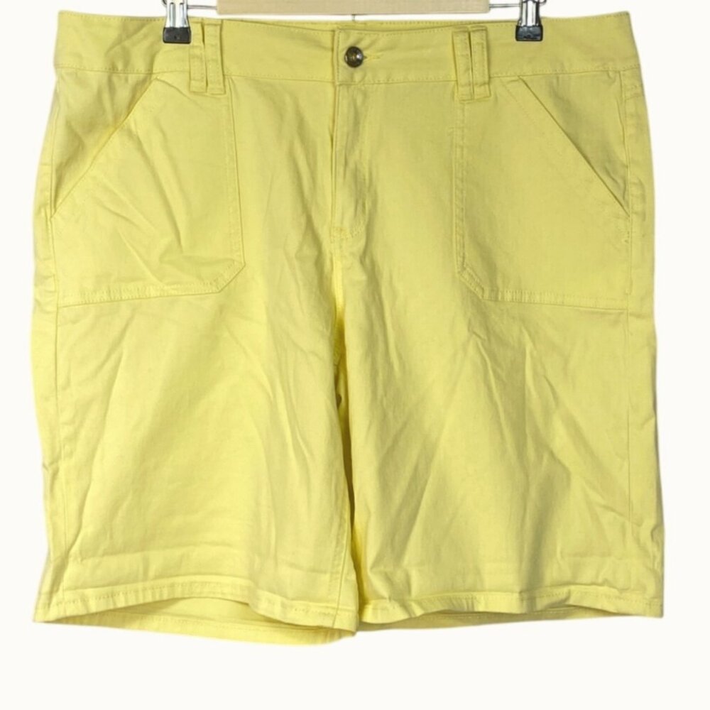 Hannah Butter Yellow Mid Rise Casual Carpenter Shorts Women's Plus Size 16